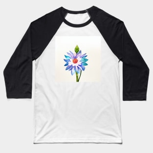 Blue Watercolor Flower Baseball T-Shirt